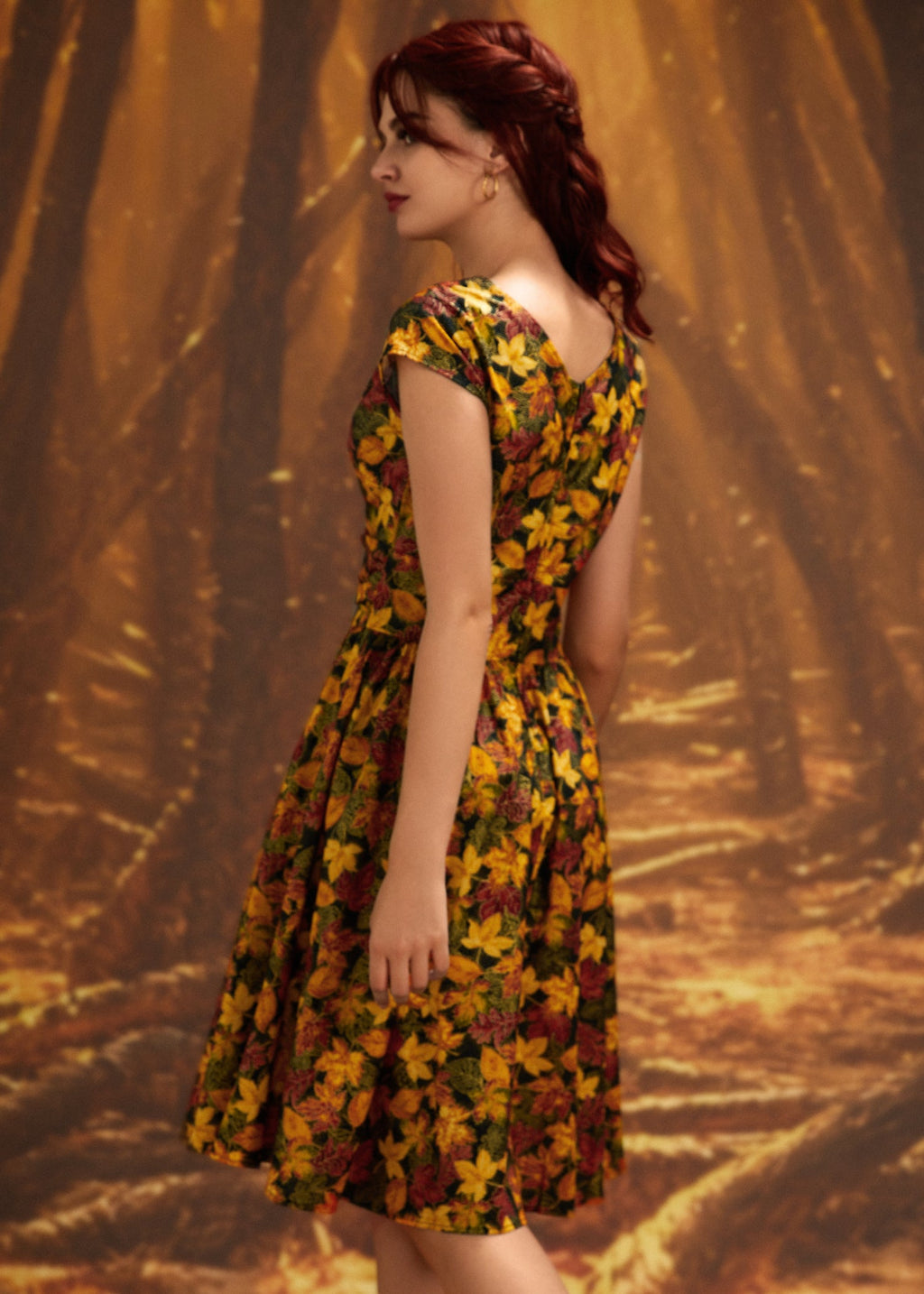 Greta Surplice Dress in Leaves