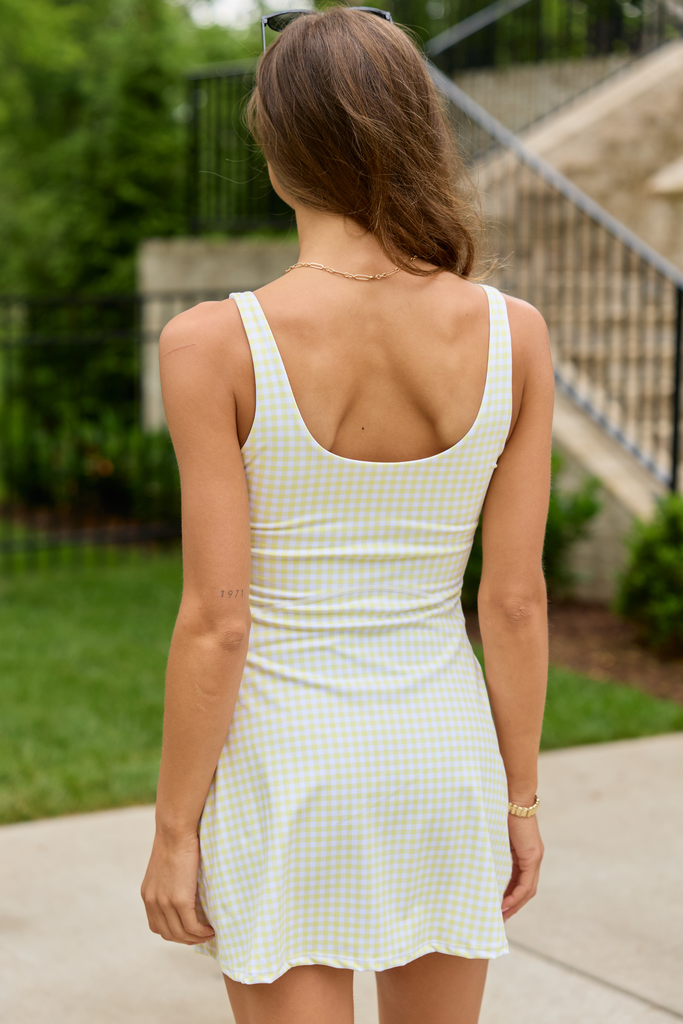 Active Vibe Butter Yellow Gingham Active Dress