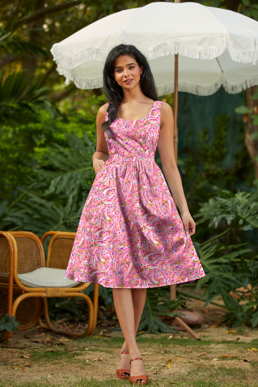 Retro Fit & Flare Dress Sprinkles