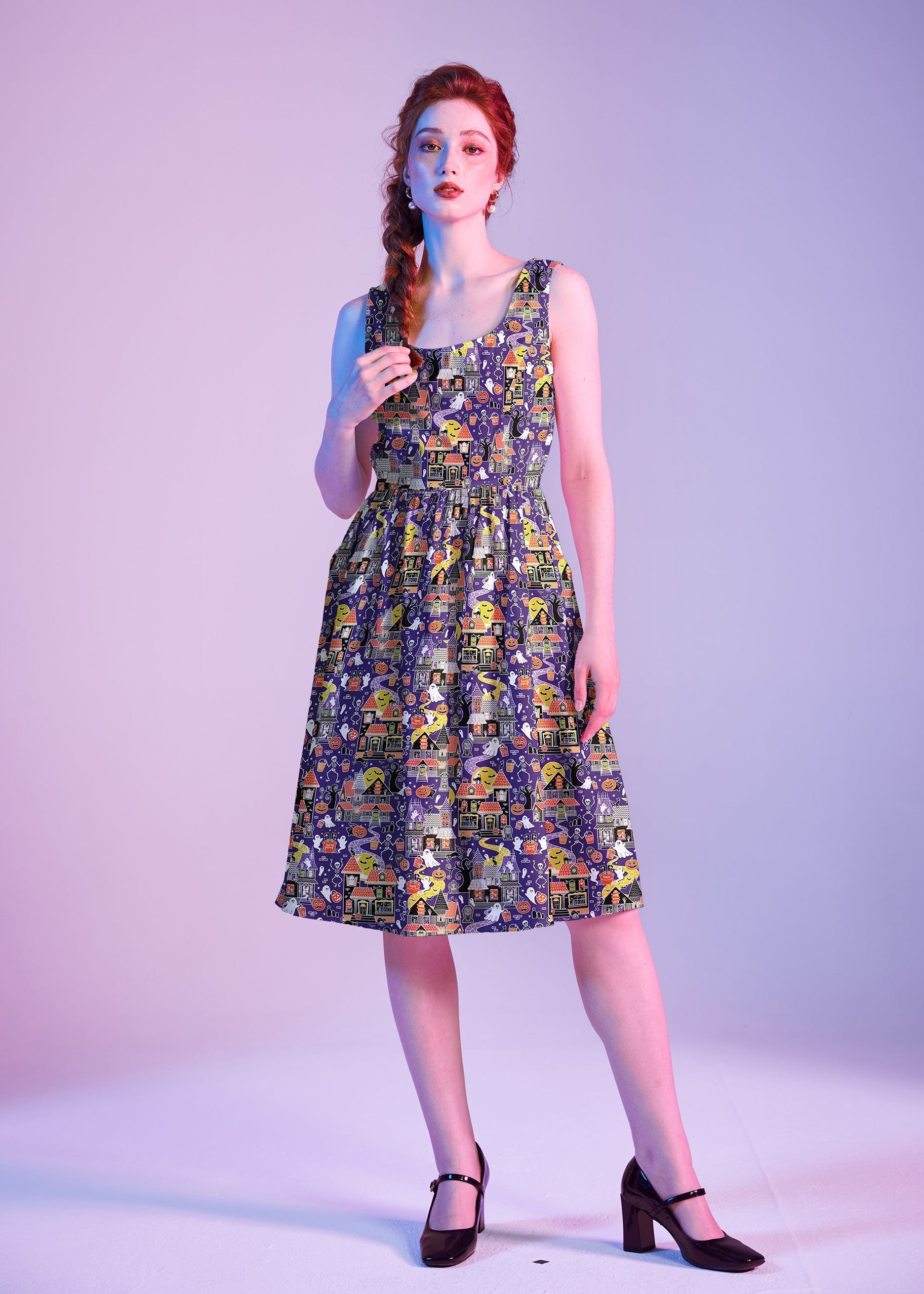 Retro Fit & Flare Dress Glow in the Dark Haunted House