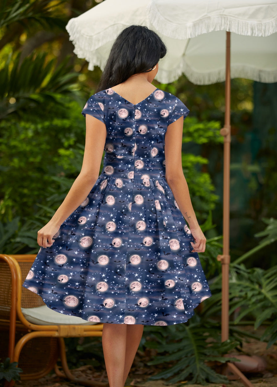 Greta Surplice Dress Bat Moon