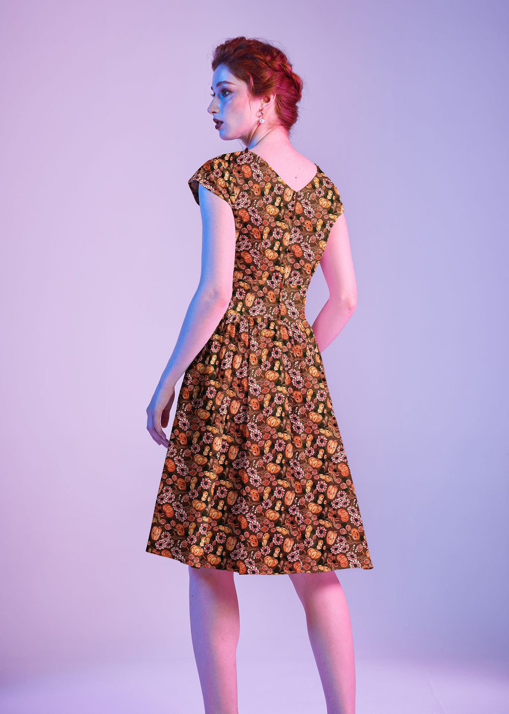 Greta Surplice Dress Pumpkins & Flowers