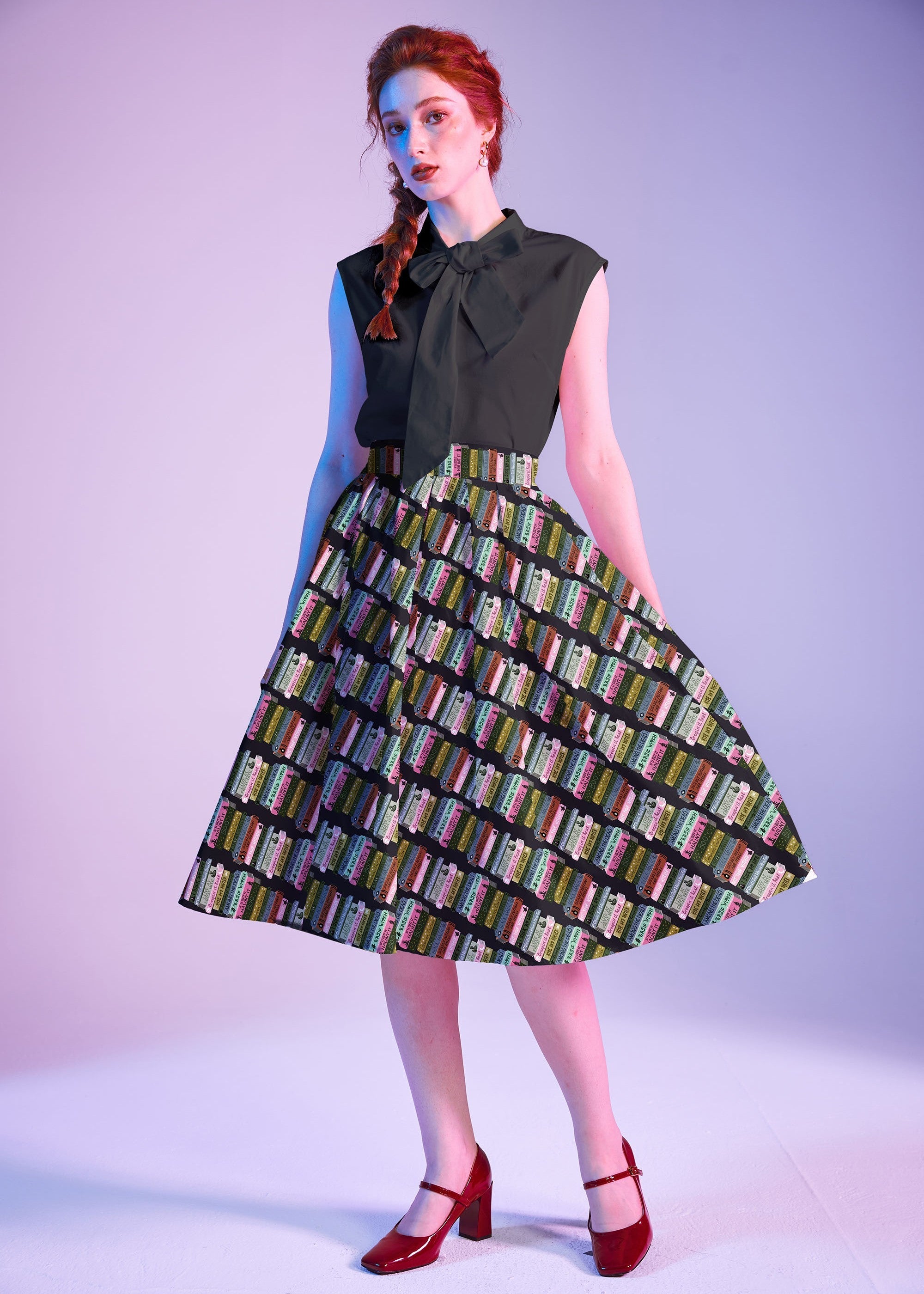 Doris 100% Cotton Skirt - Haunted Book Stacks