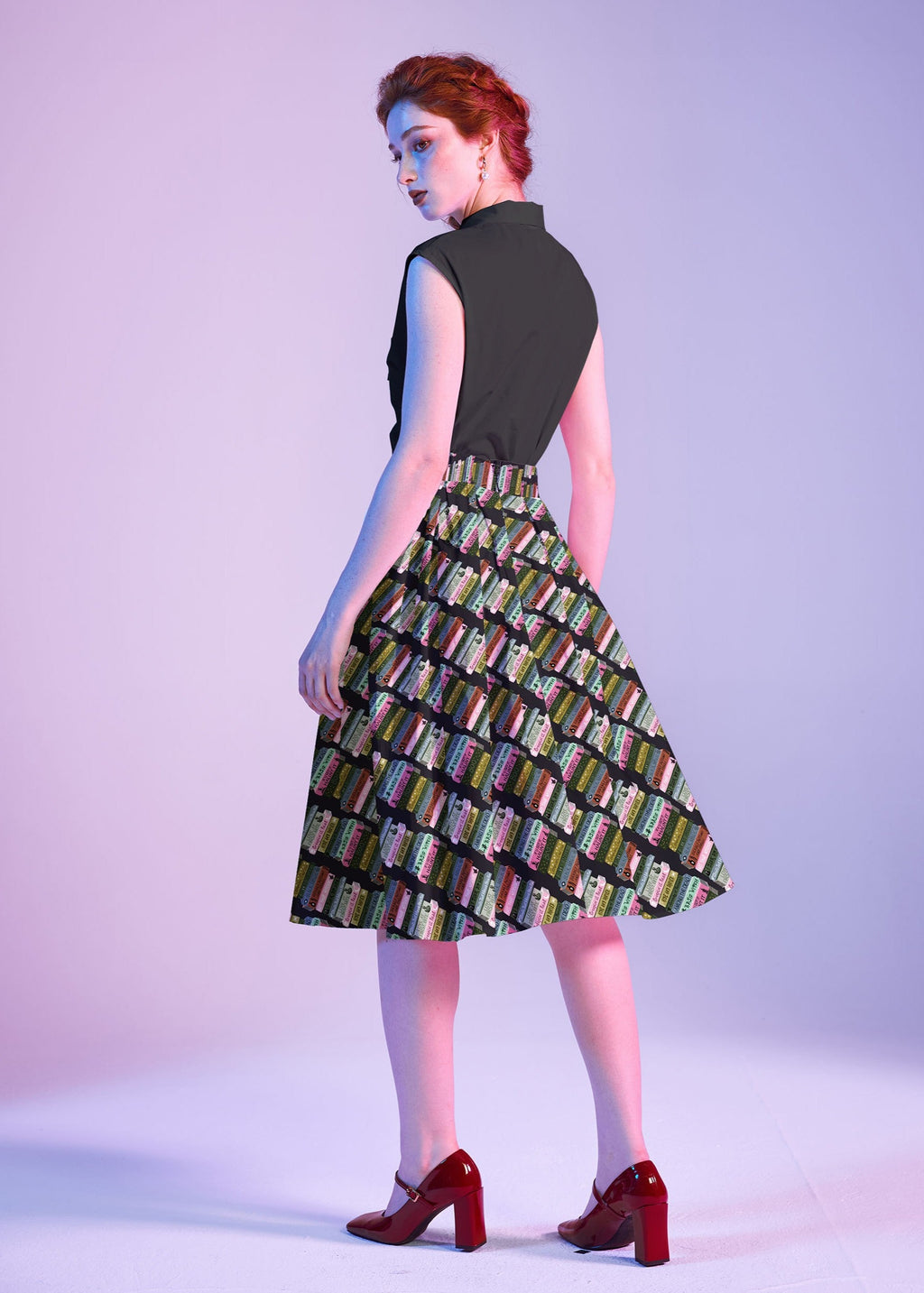 Doris 100% Cotton Skirt - Haunted Book Stacks