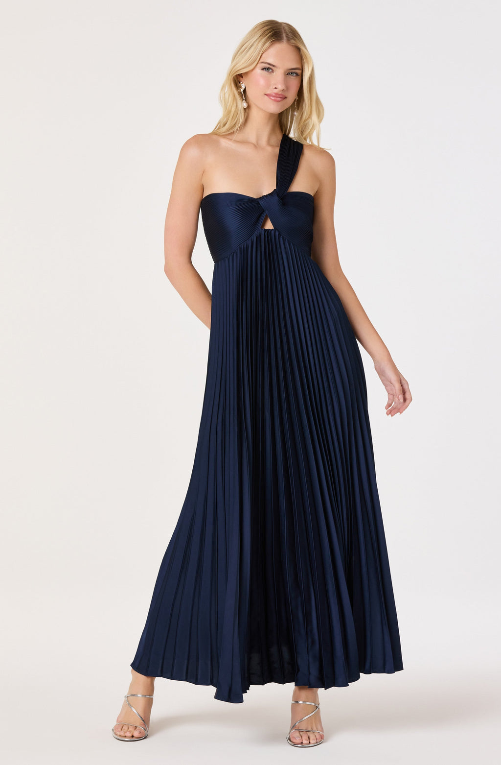 Rasya One-Shoulder Pleated Maxi Dress