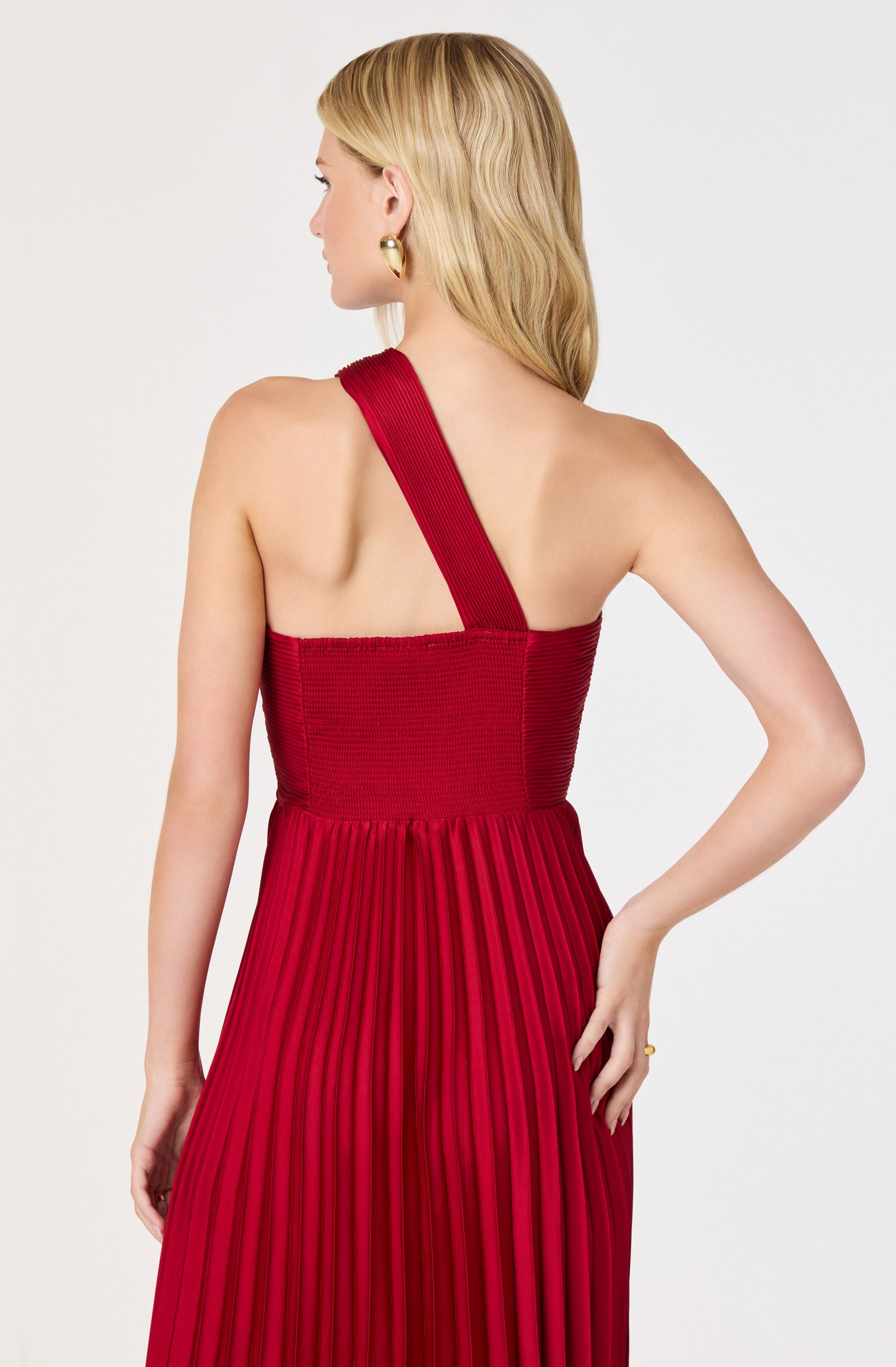 Rasya One-Shoulder Pleated Maxi Dress