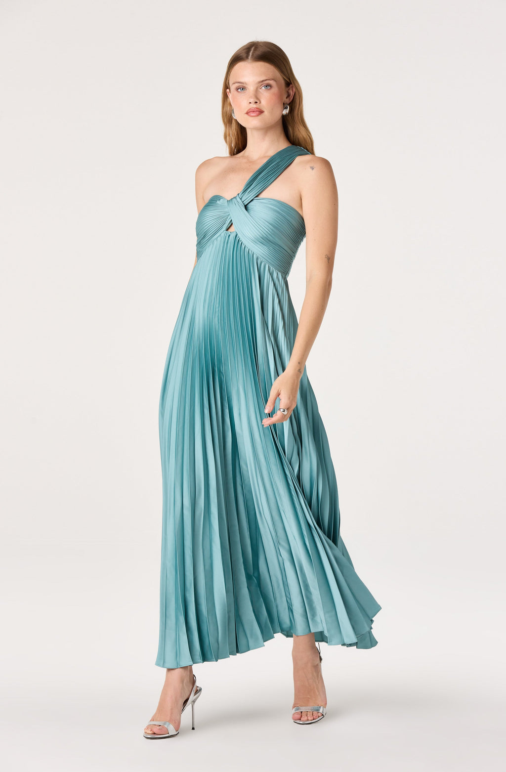 Rasya One-Shoulder Pleated Maxi Dress