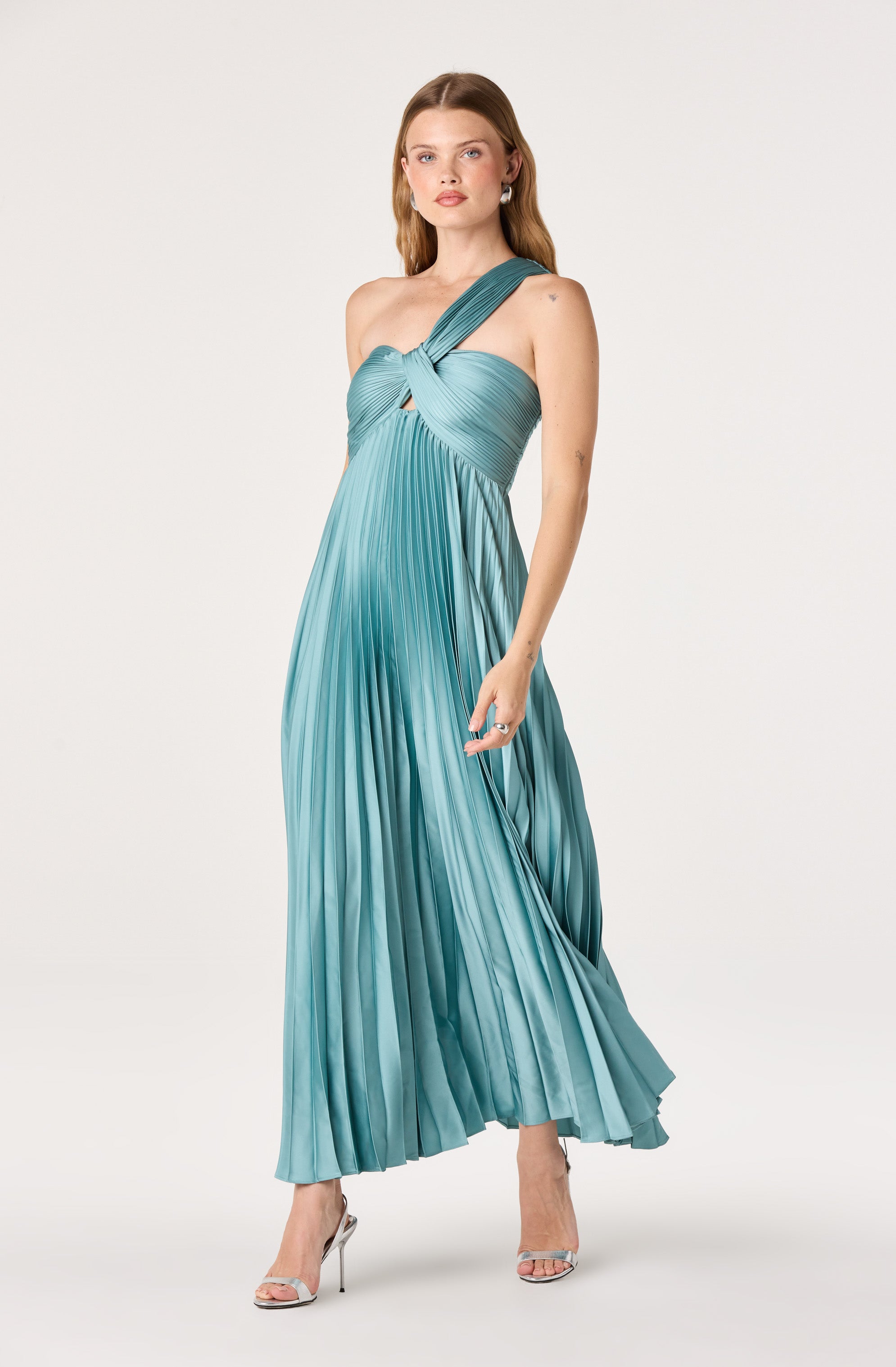 Rasya One-Shoulder Pleated Maxi Dress