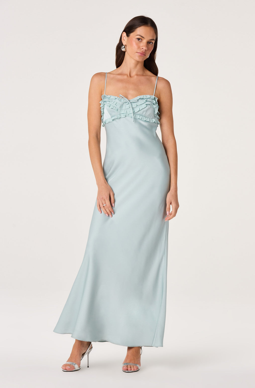 Jade Ruffle Trim Maxi Dress