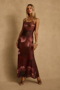Amora Mulberry Floral Mesh Maxi Dress