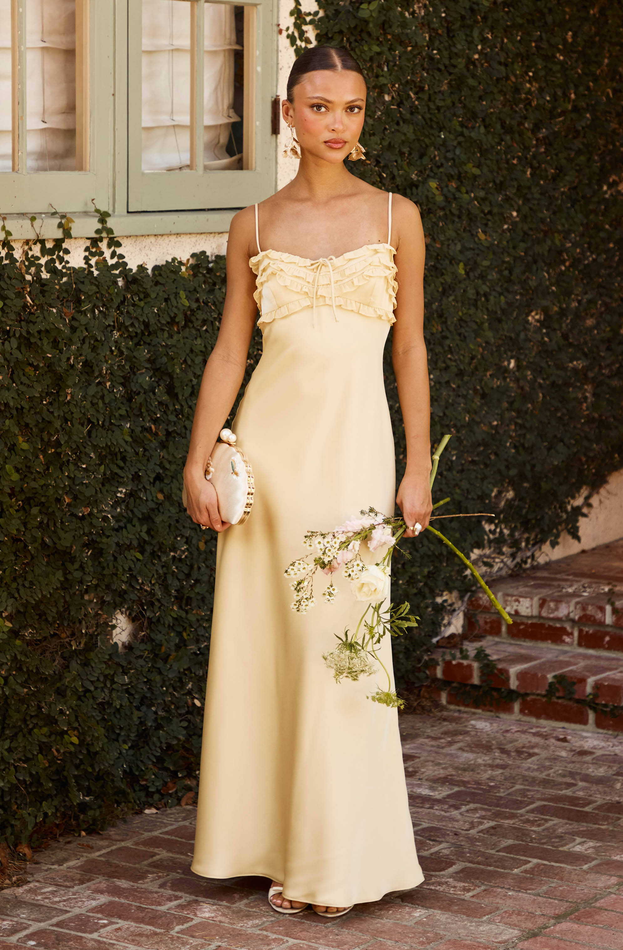 Jade Ruffle Trim Maxi Dress