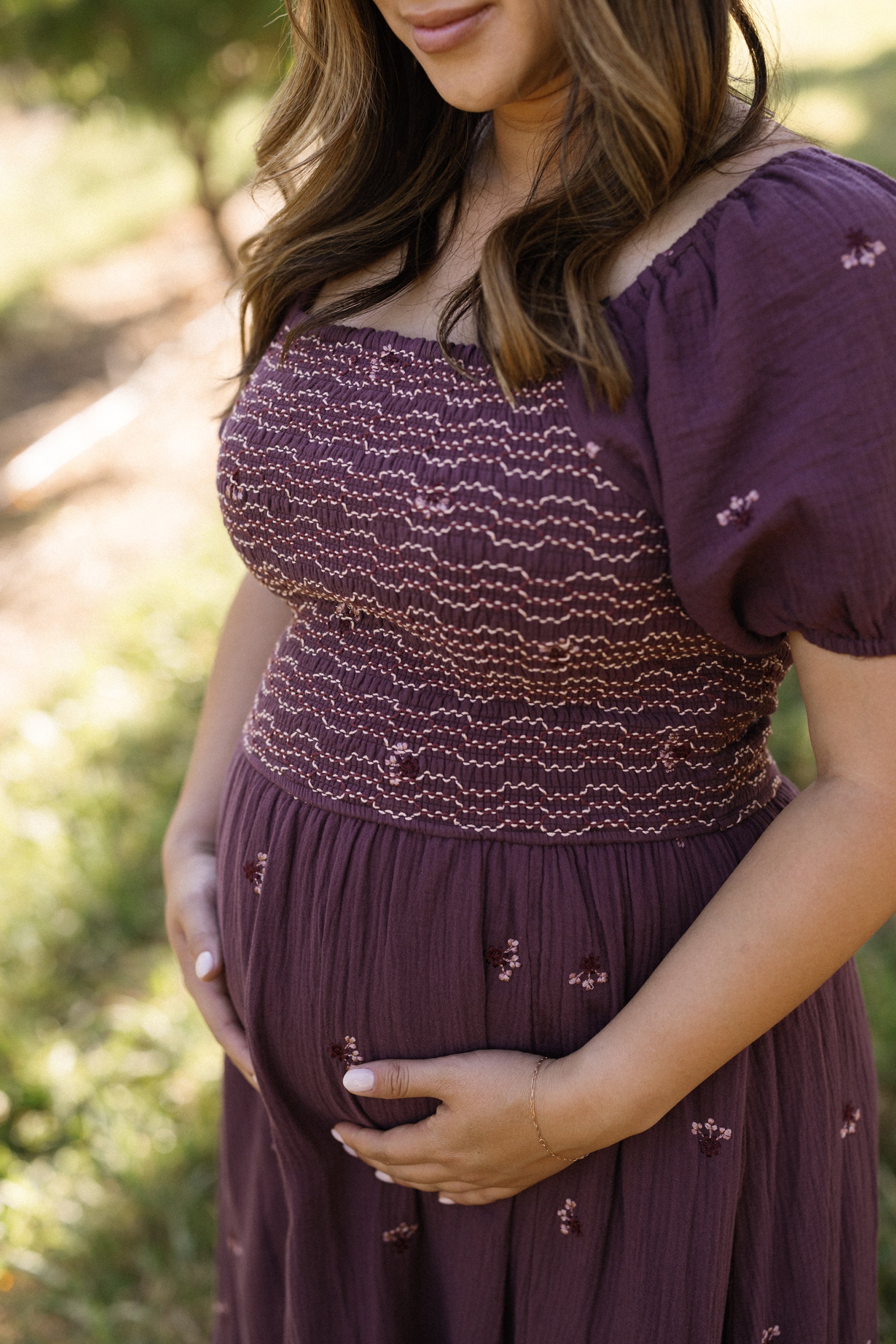 Acantha Dress in Aubergine Embroidered Gauze
