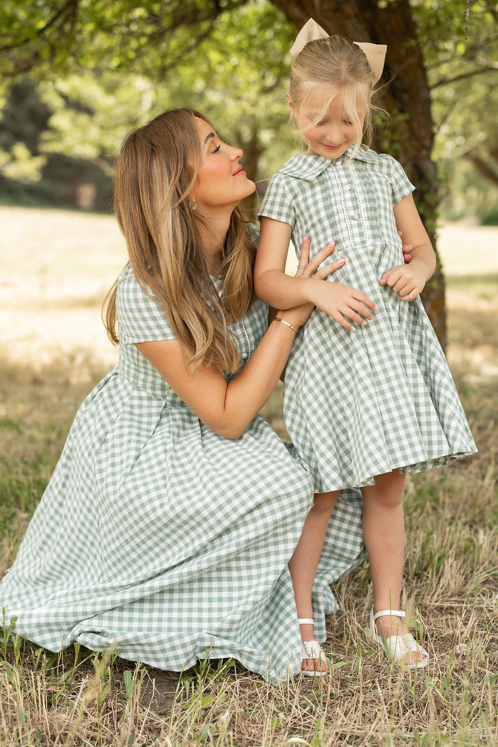 Amber Dress in Sage Gingham