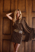 Amberley Cognac Velvet Mini Dress