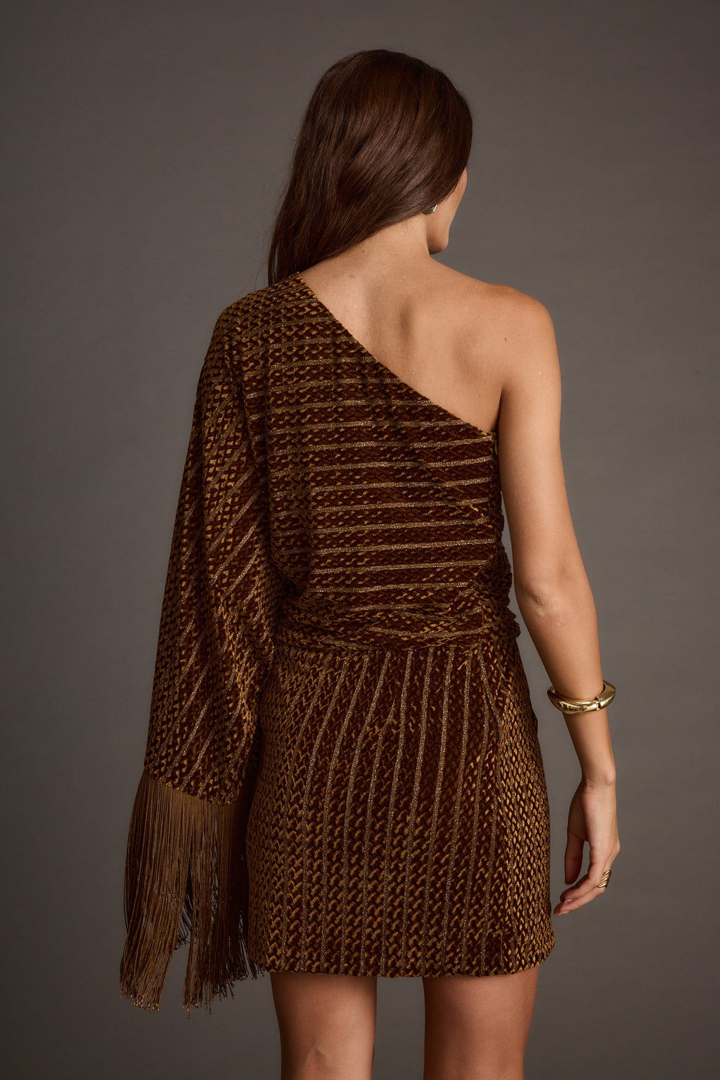 Amberley Cognac Velvet Mini Dress