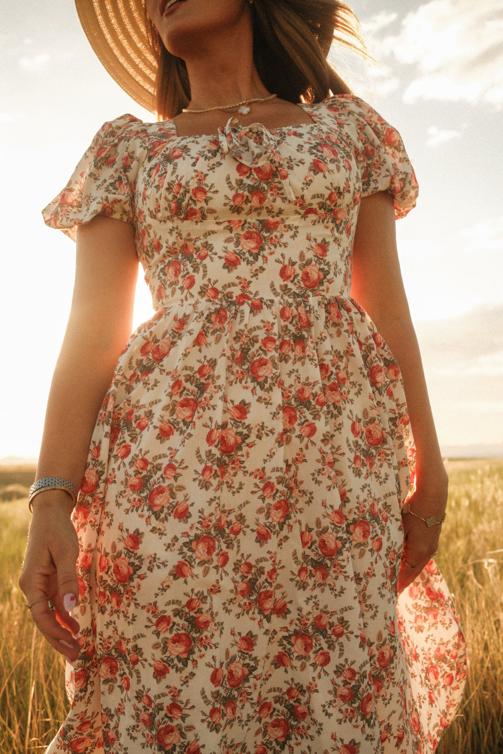 Amira Dress in Ivory Heritage Rose