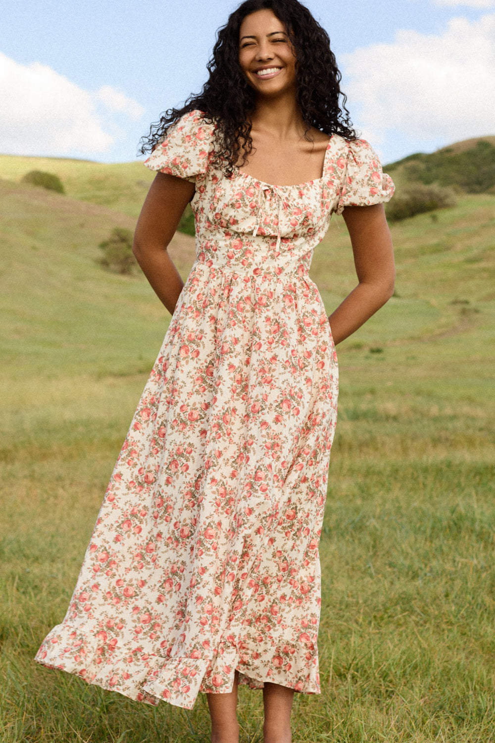 Amira Dress in Ivory Heritage Rose
