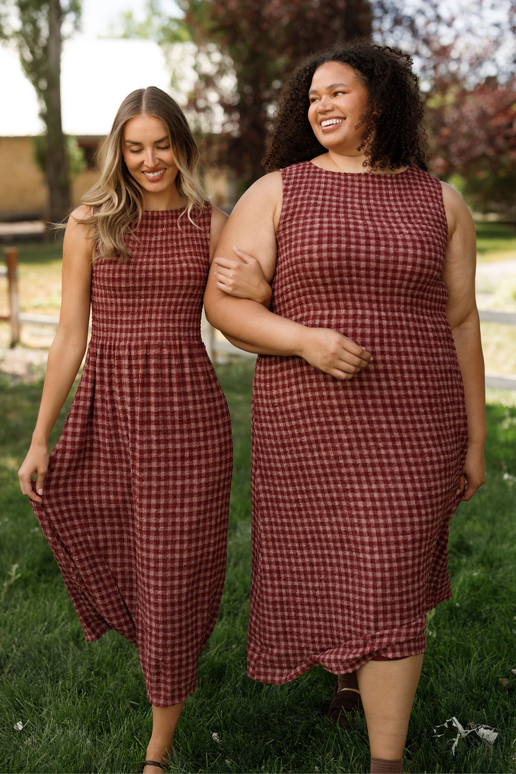 Ana Dress in Cranberry Popcorn Plaid