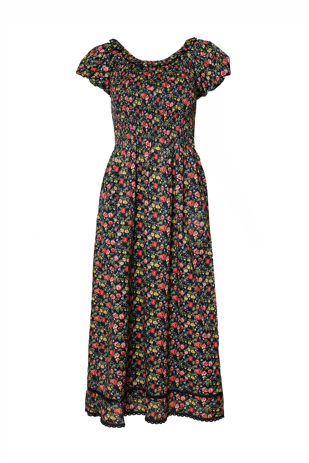 Annalise Dress in Obsidian Vintage Poppies