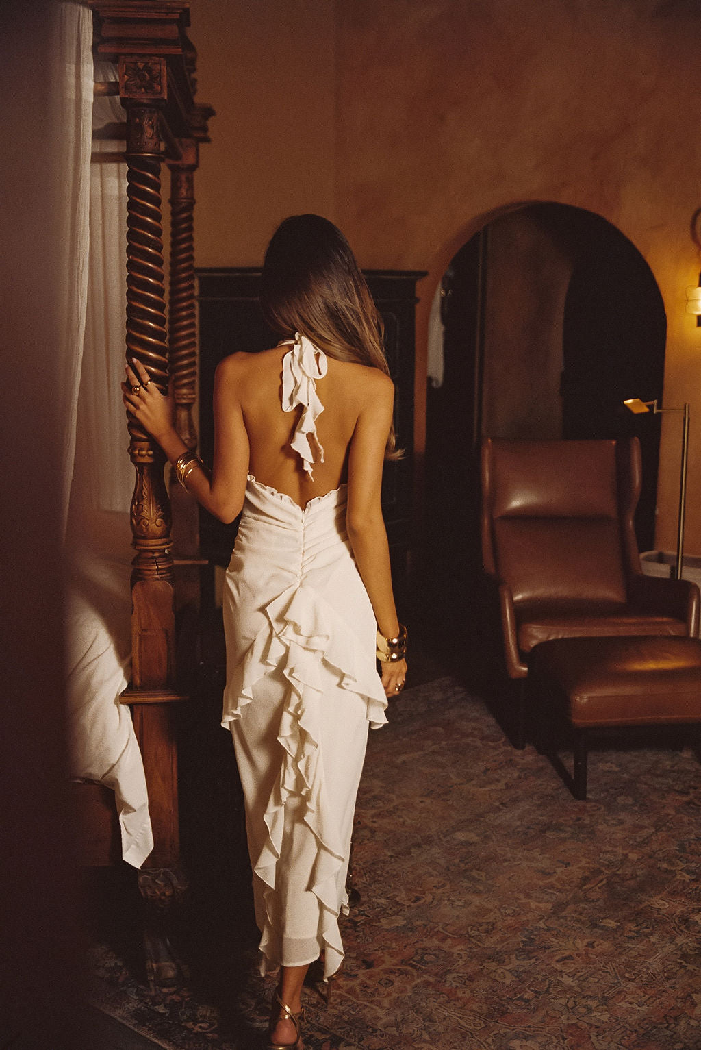 Aria Cream Halter Maxi Dress