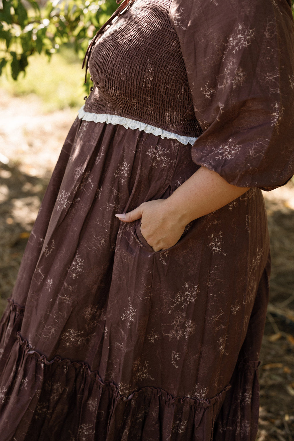Asha Dress in Warm Cocoa Valencia Toile