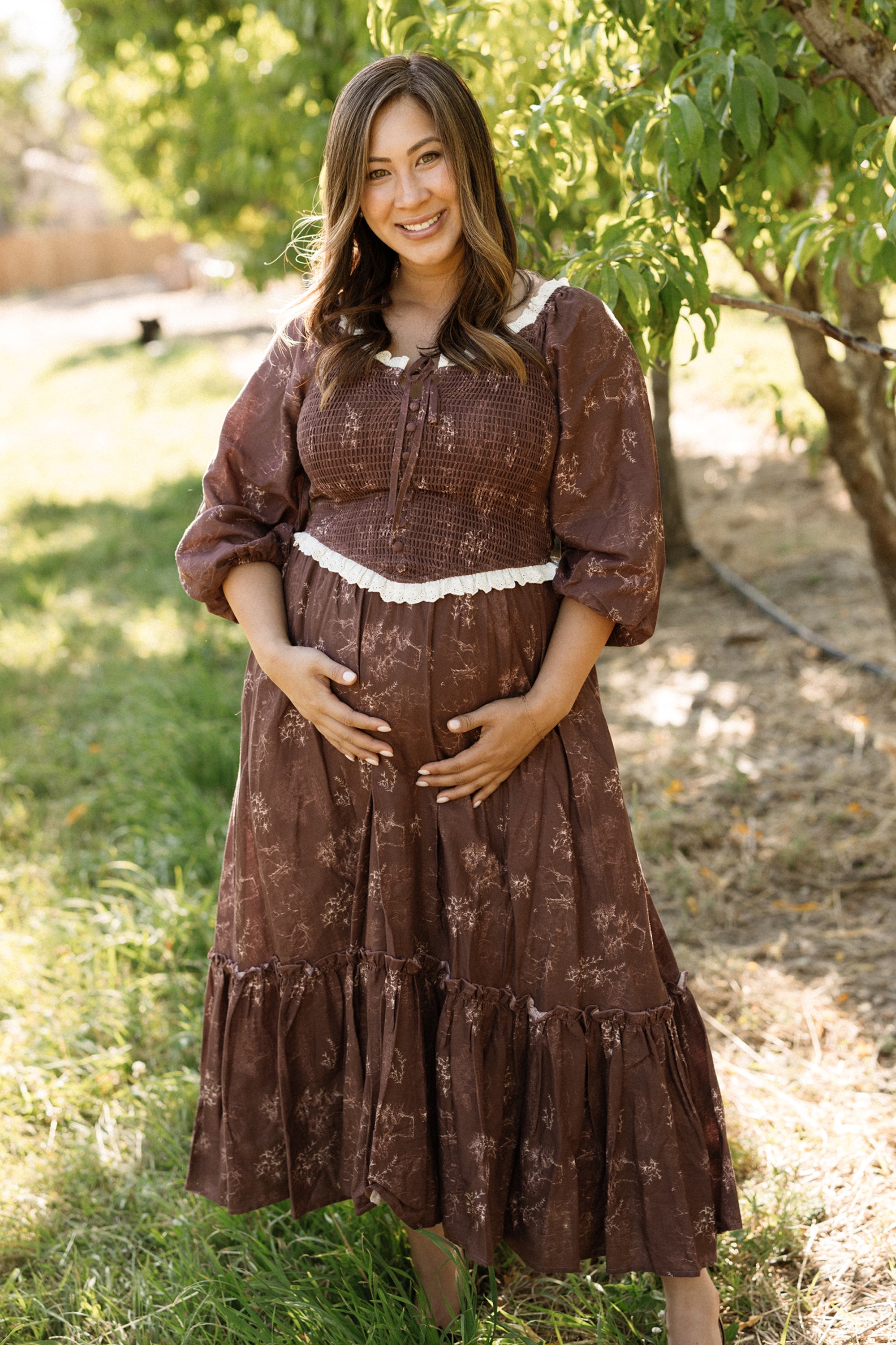 Asha Dress in Warm Cocoa Valencia Toile