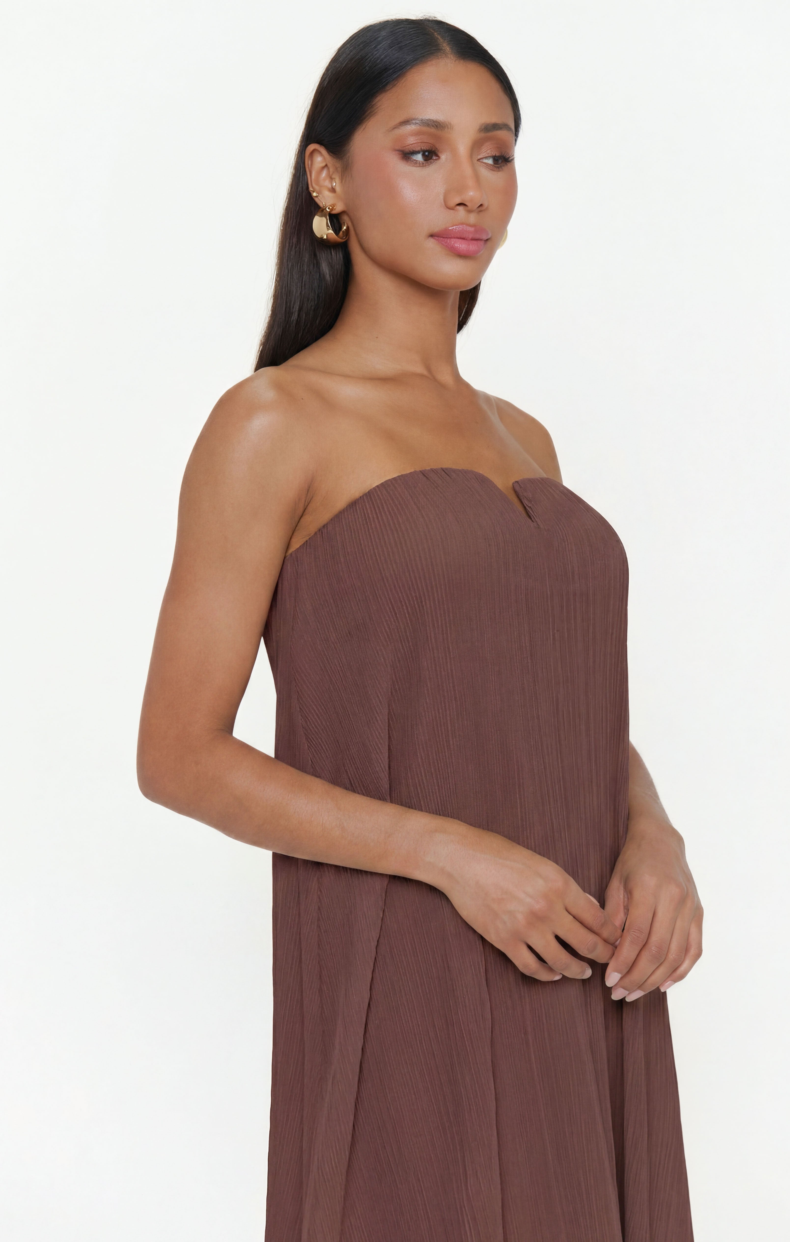 Athena Maxi Dress ~ Chocolate Pleated Chiffon