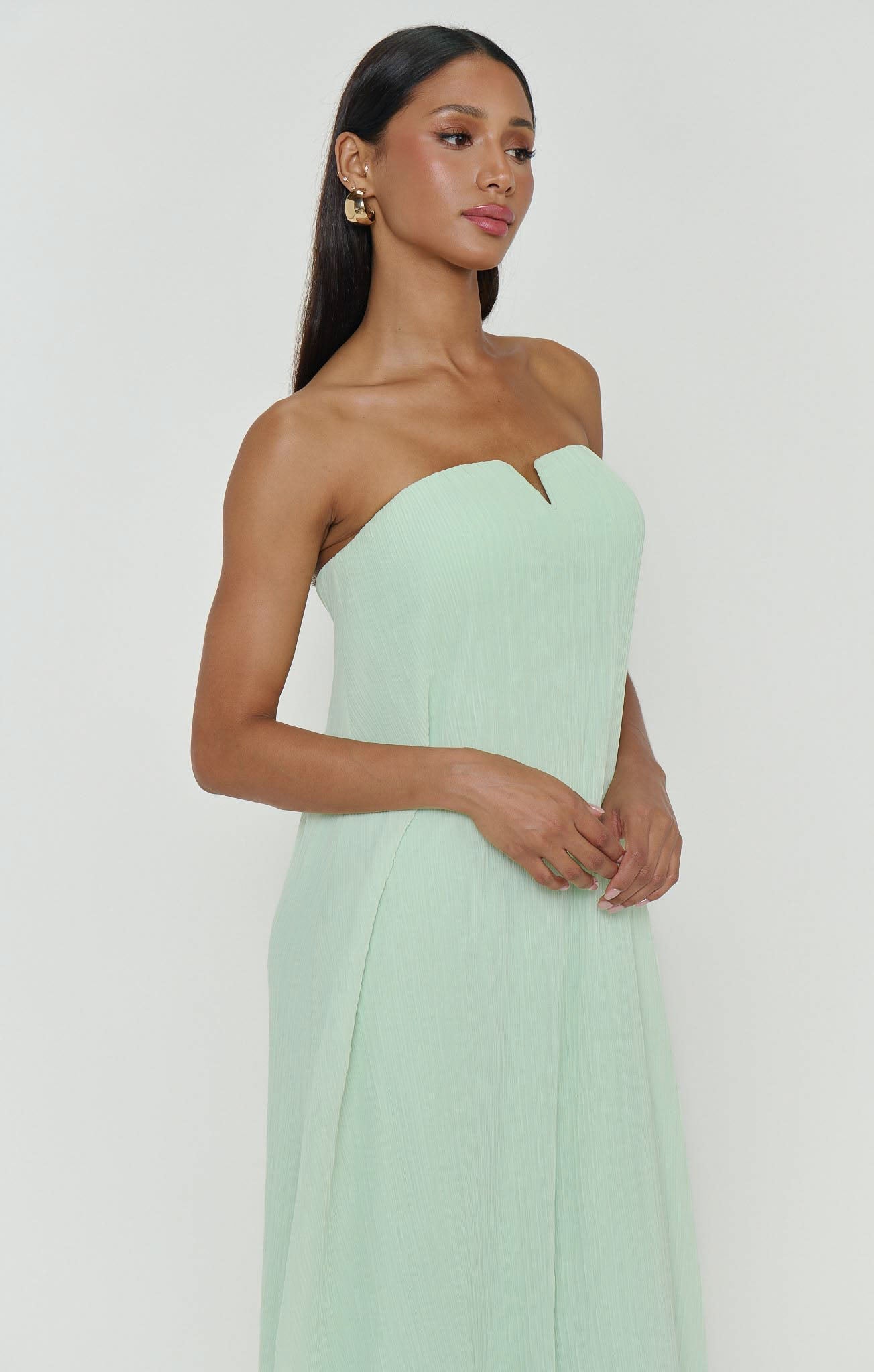 Athena Maxi Dress ~ Pistachio Pleated Chiffon