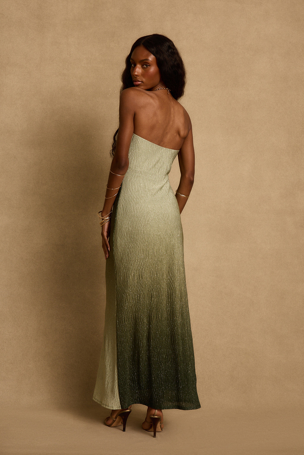 Brianna Sage Ombre Strapless Maxi Dress