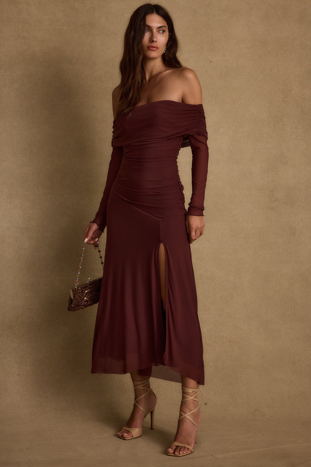 Cairo Merlot Mesh Maxi Dress
