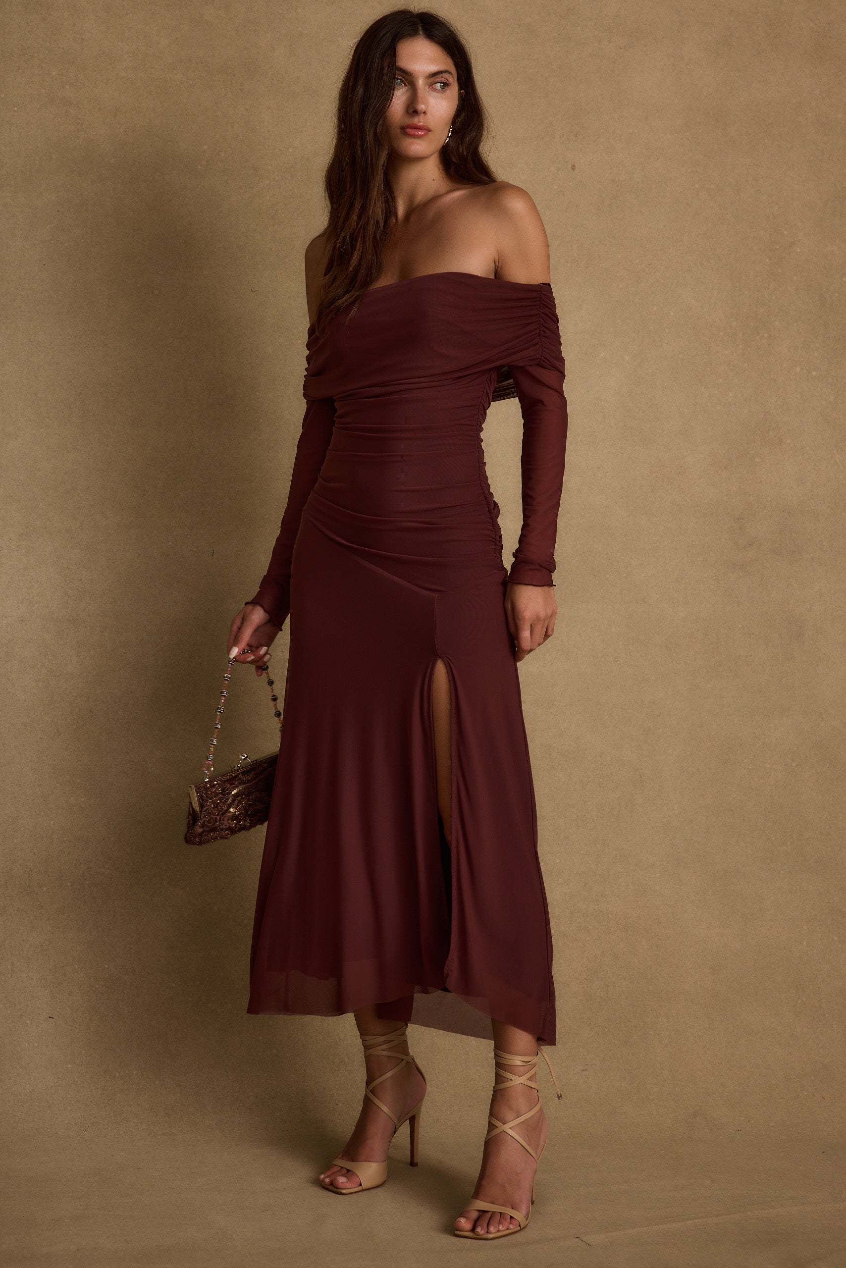 Cairo Merlot Mesh Maxi Dress