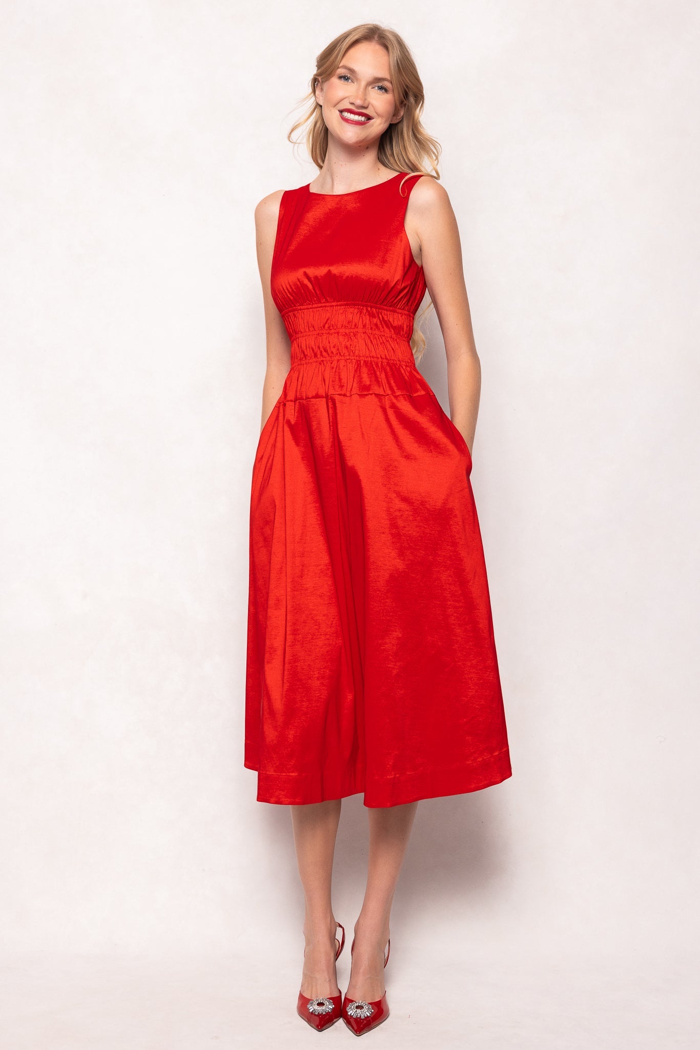 Carly Dress in Red Taffeta