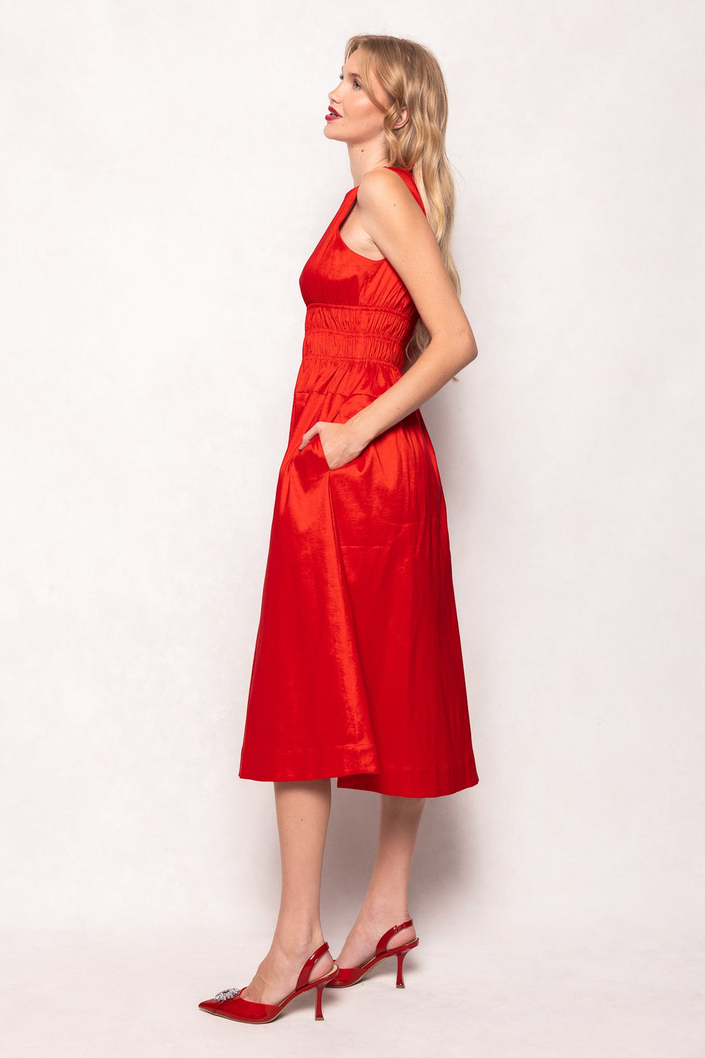 Carly Dress in Red Taffeta