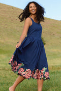 Clarissa Dress in Midnight with Red Flowers