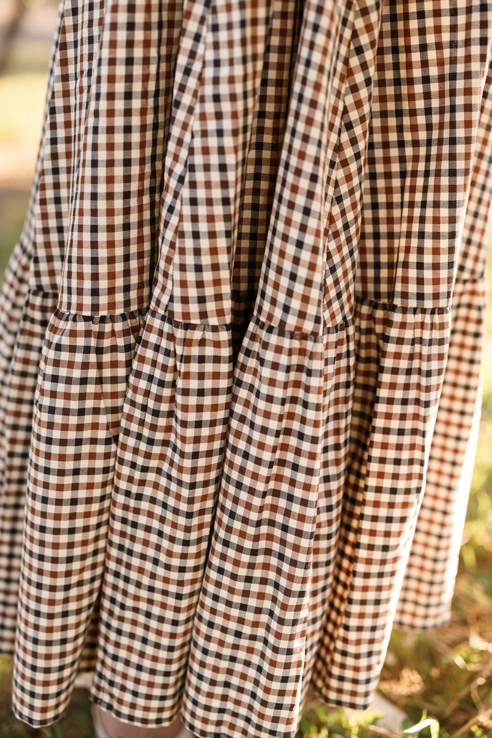 Connie Short Sleeve Dress in Chestnut Gingham