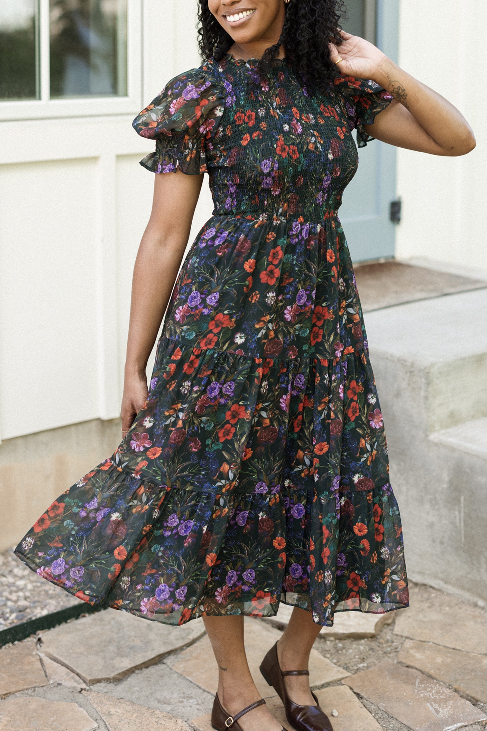 Cordelia Dress in Evergreen Vivid Meadow