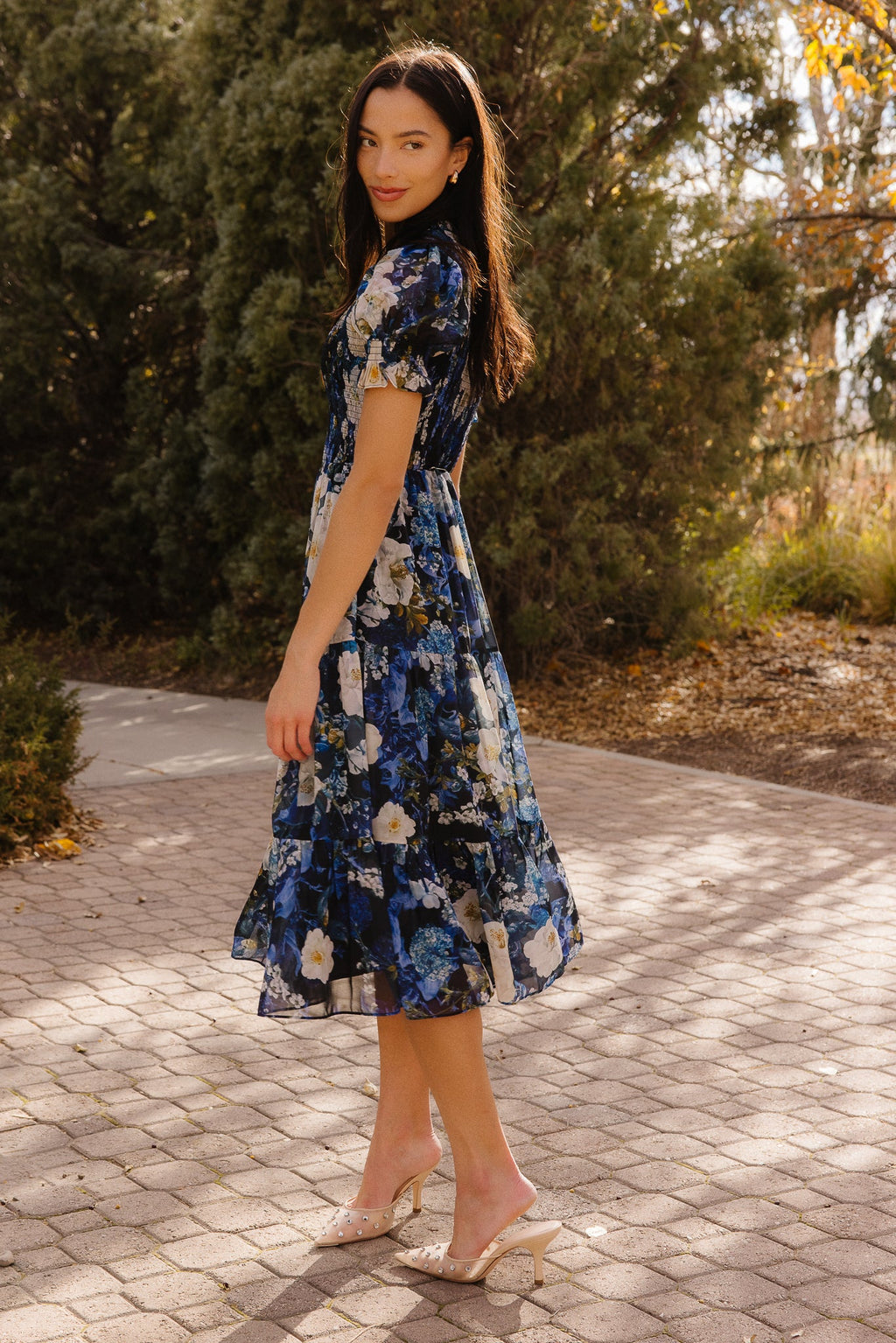 Cordelia Dress in Winter Rose Garden