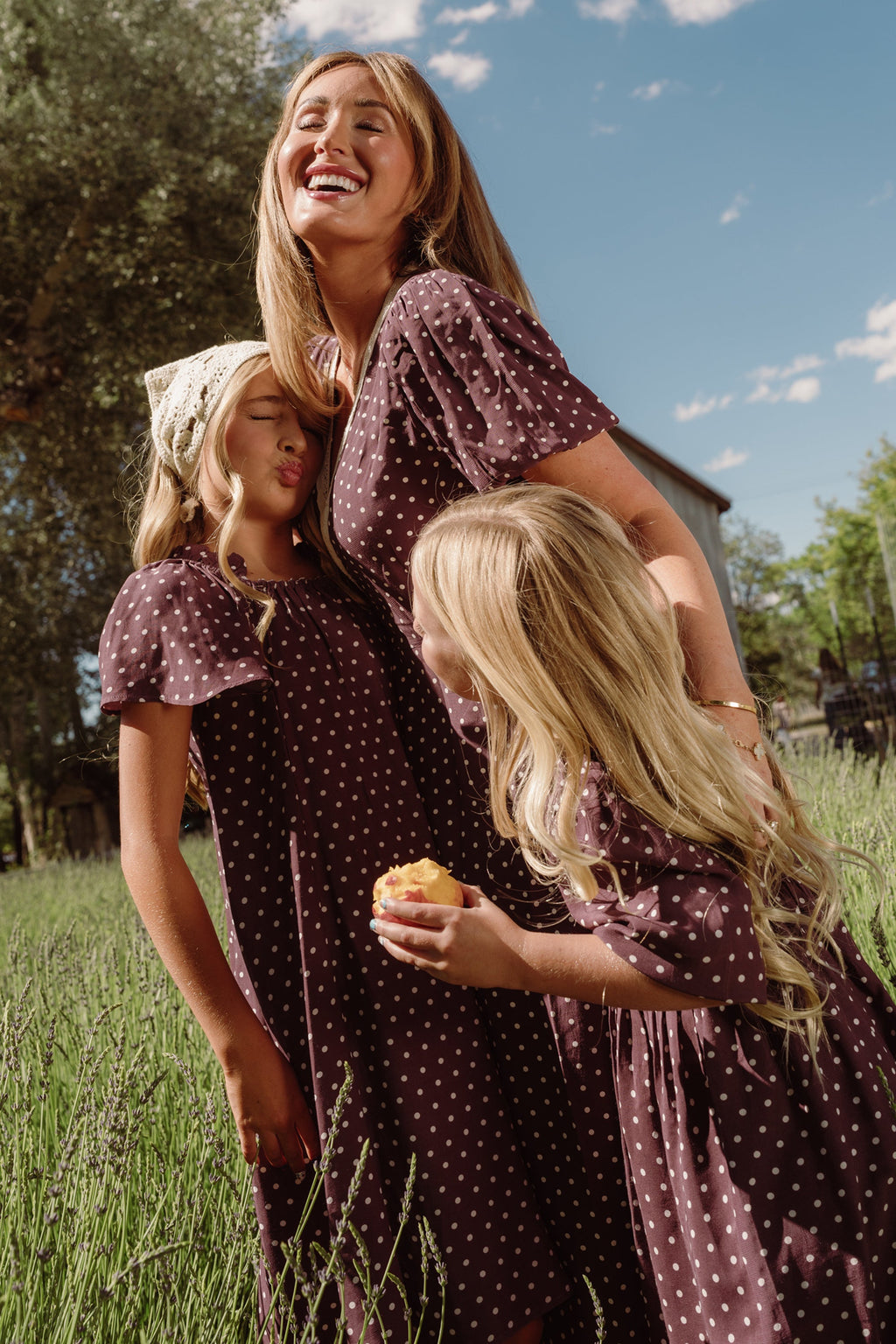 Diane Dress in Aubergine Ditsy Dot