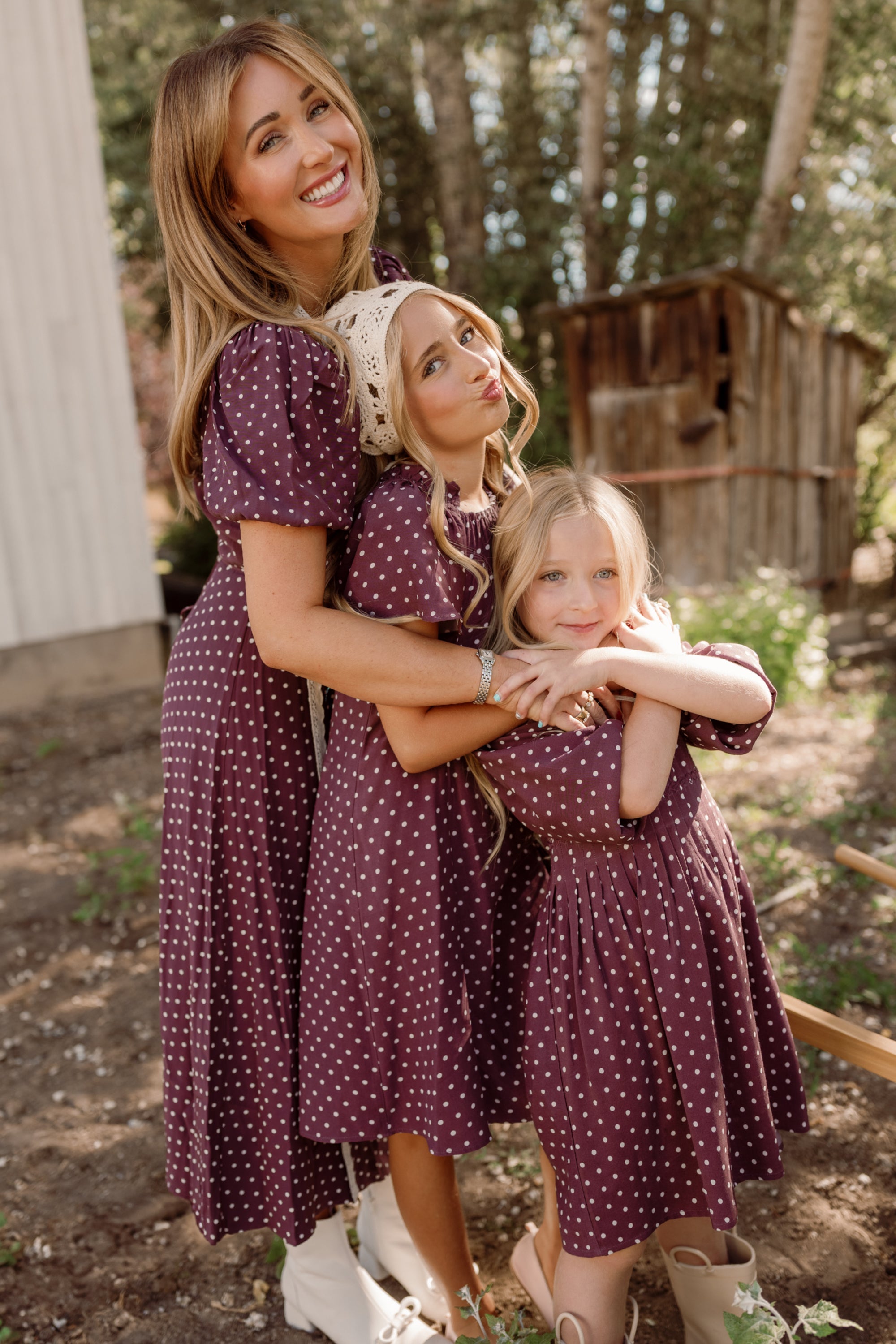 Diane Dress in Aubergine Ditsy Dot