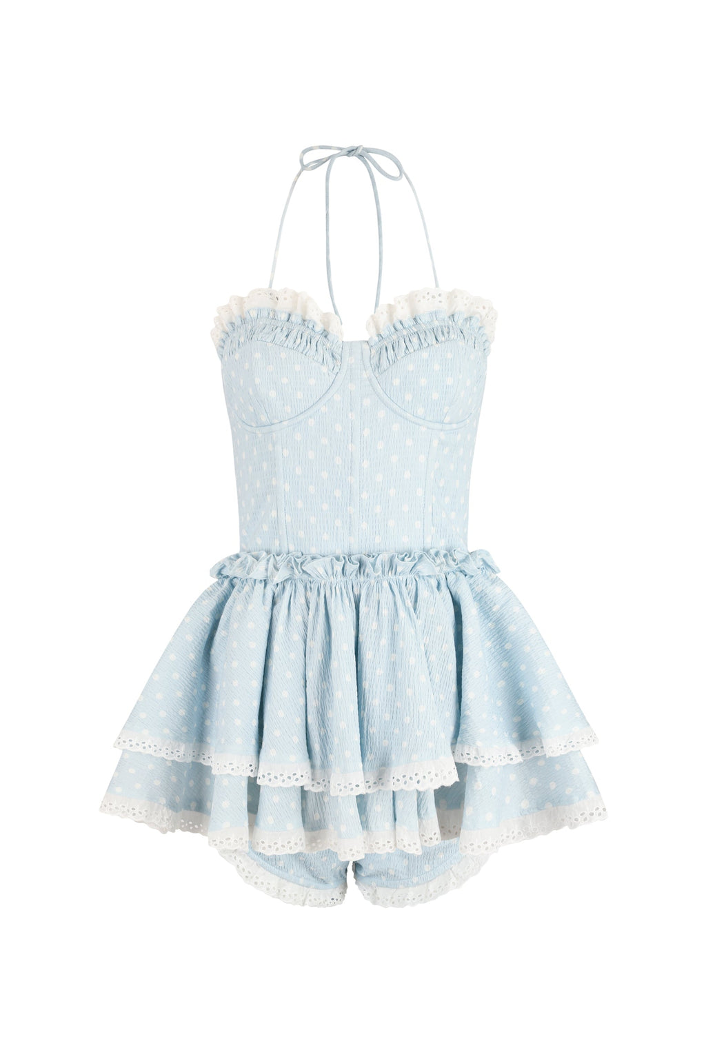 The Baby Blue Polka Dot Clubhouse Swim Dress Set
