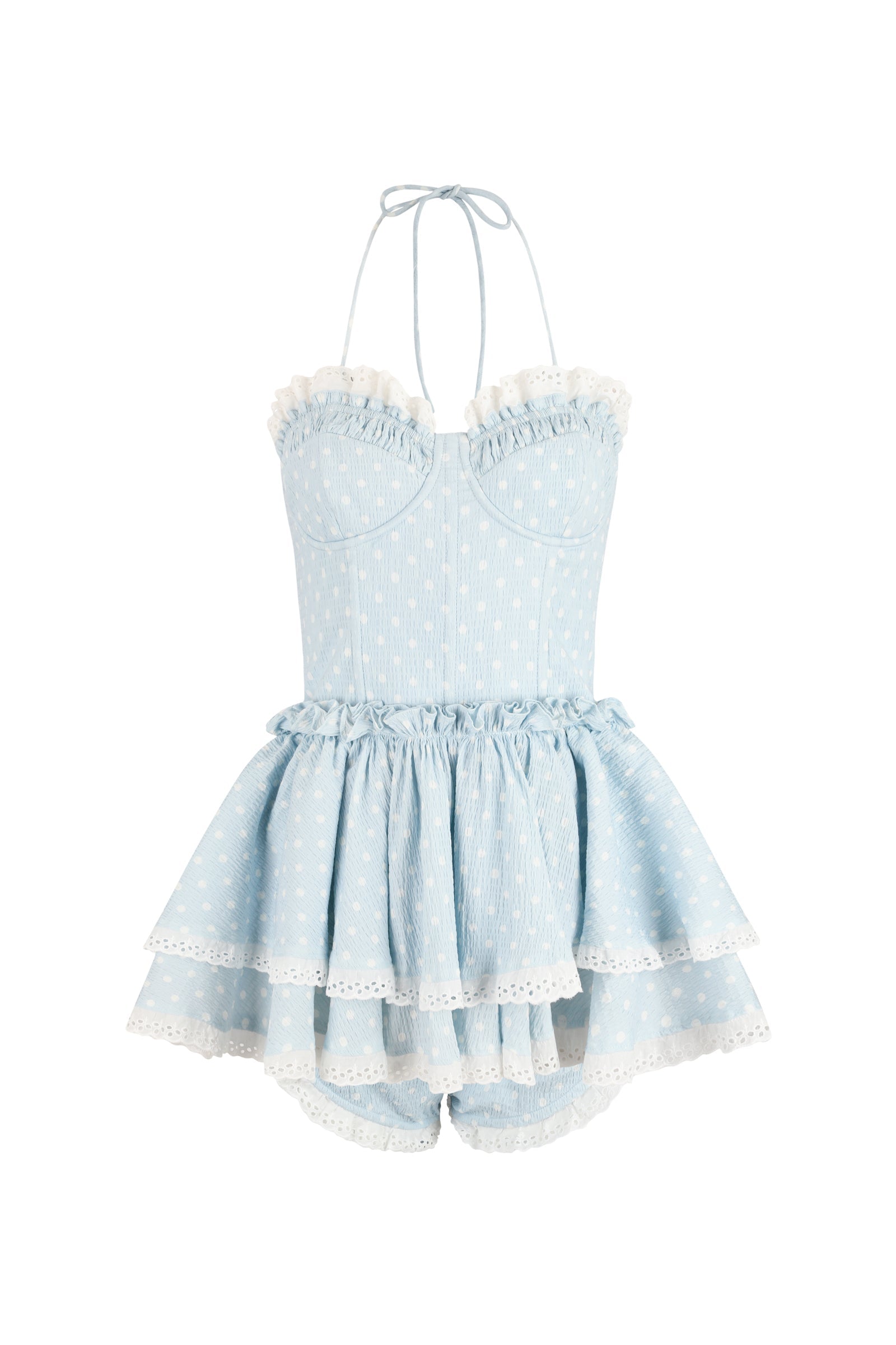 The Baby Blue Polka Dot Clubhouse Swim Dress Set