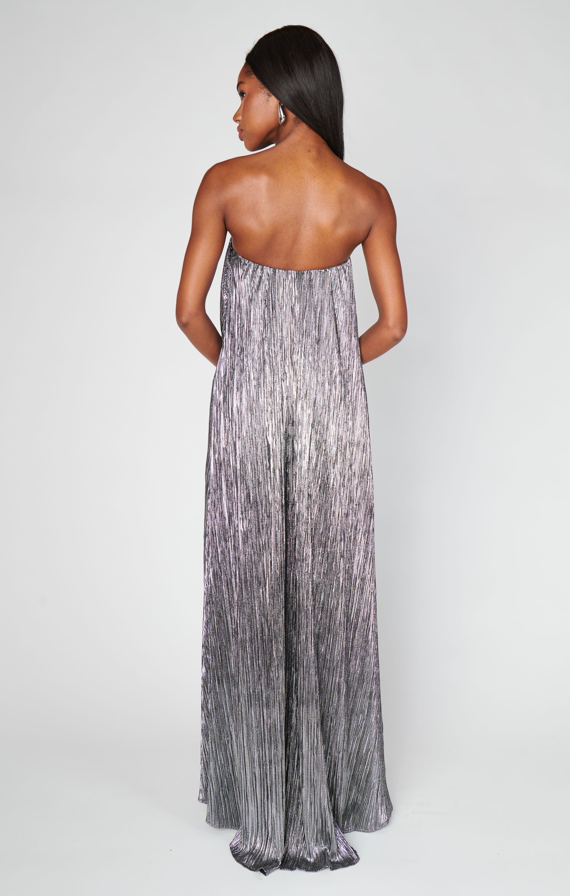 Athena Maxi Dress ~ Pleated Silver