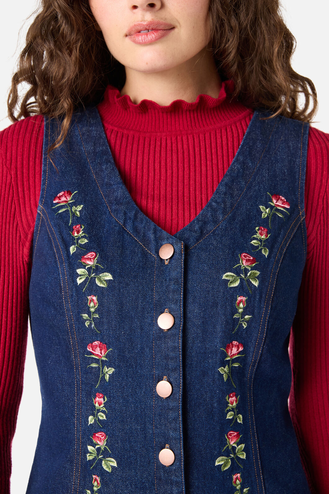 Roses Embroidered Pinafore