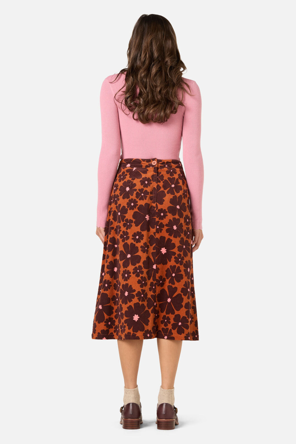 Donna Flower Corduroy Skirt