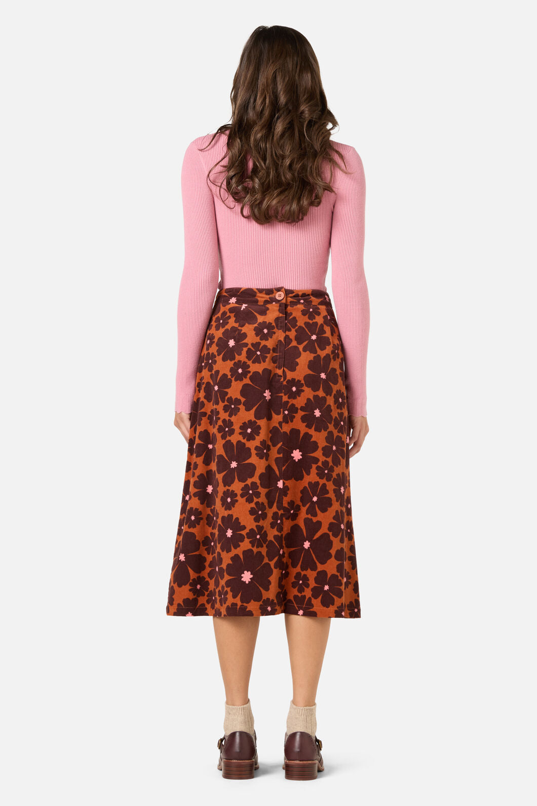 Donna Flower Corduroy Skirt