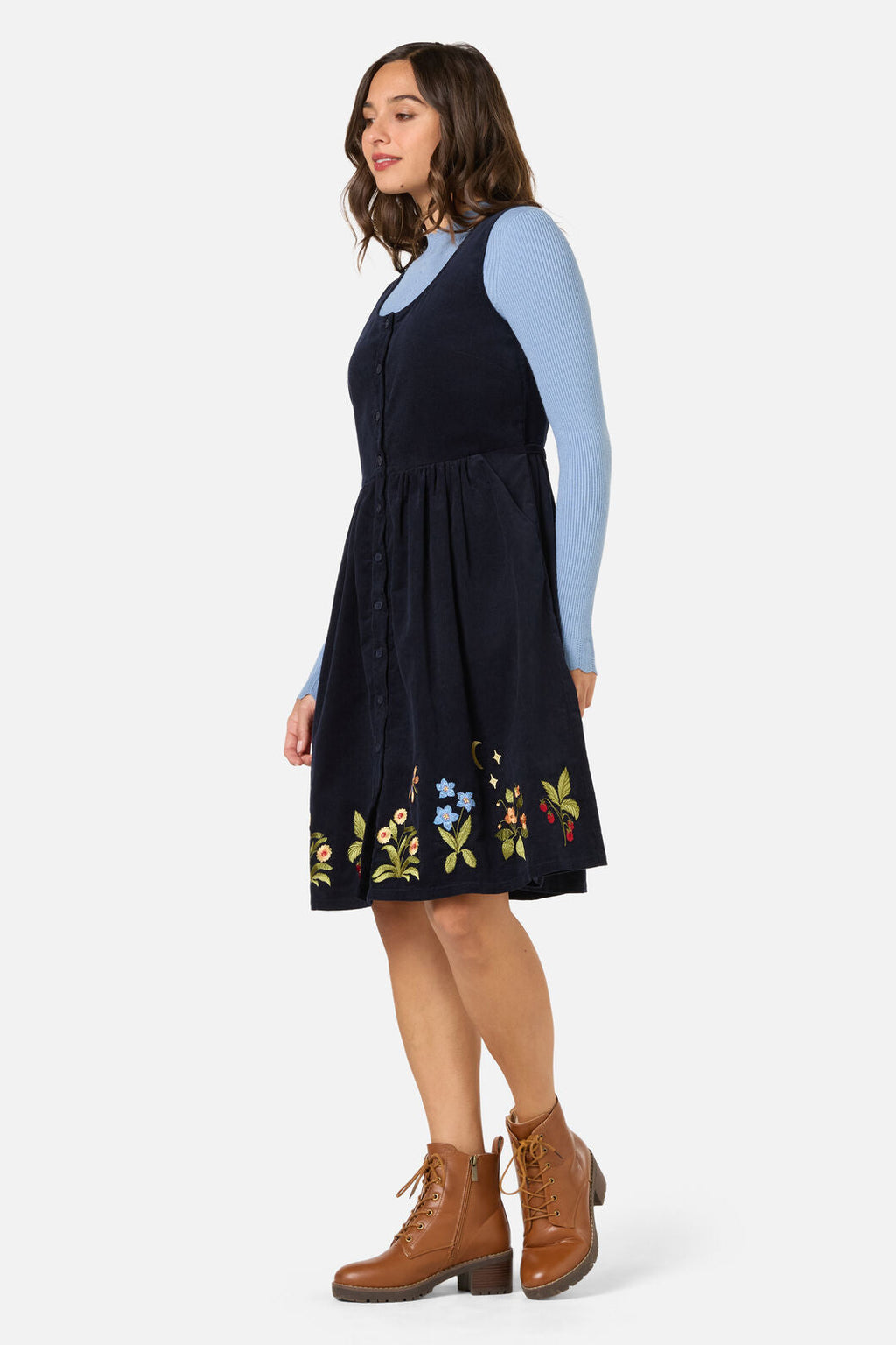Midnight Garden Embroidered Cord Dress