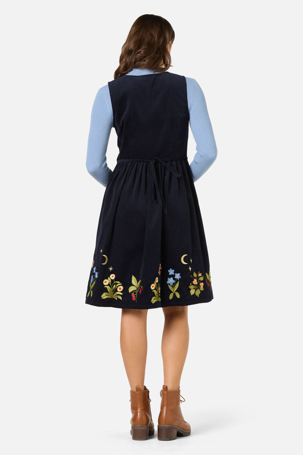 Midnight Garden Embroidered Cord Dress