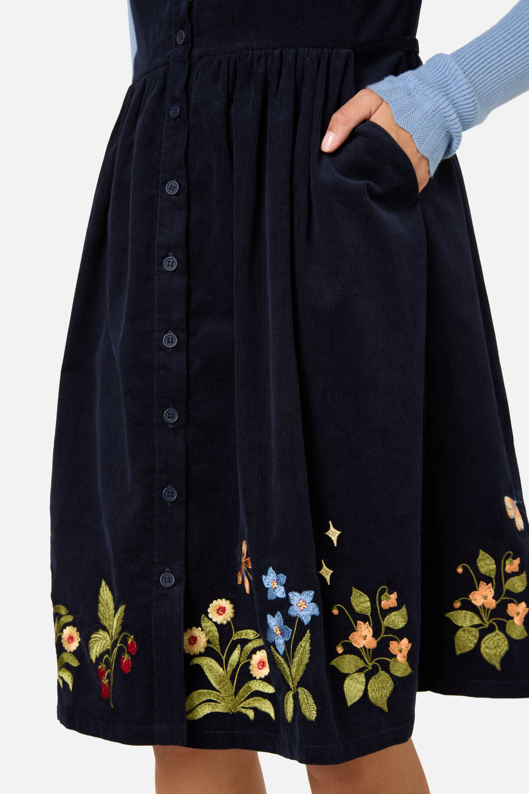 Midnight Garden Embroidered Cord Dress