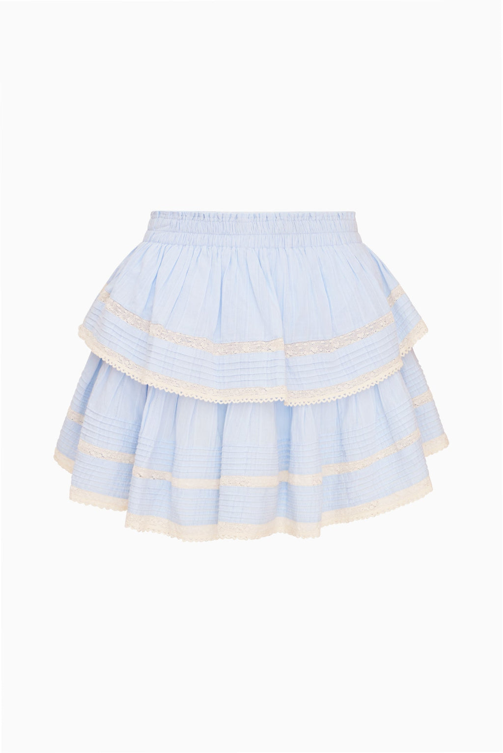 Blue Cotton Ruffle Mini Skirt