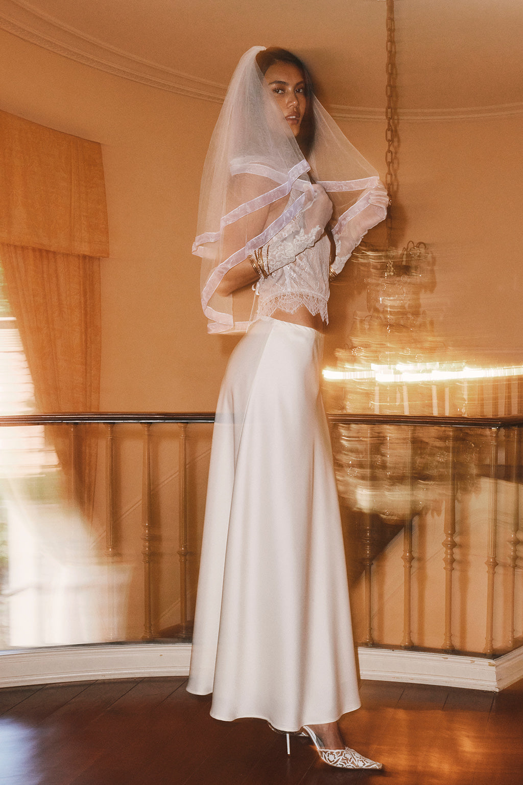 Belle De Nuit Ivory Satin Maxi Skirt